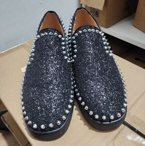 Christian Louboutin SPARKLE BLACK SPIKES SIZE 9Like new, no box!
